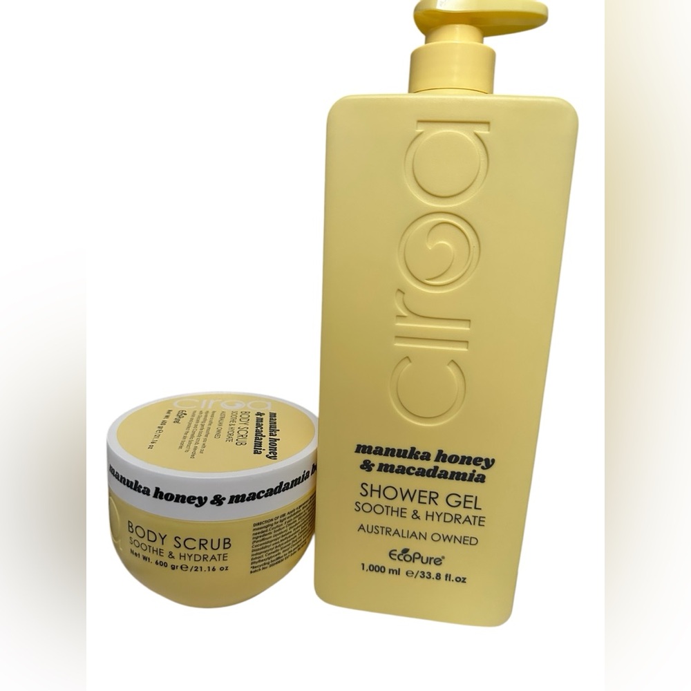 CIROA manuka honey & Macadamia Duo Body Scrub & Shower Gel Gift Set New
